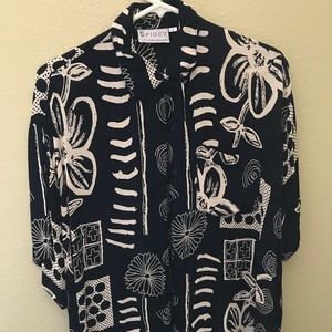 Spider Large Navy blue women's button up top